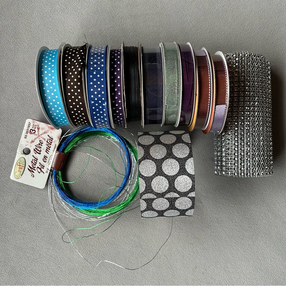 10 Rolls of Ribbon ~ Blue, Black, Purple and More!